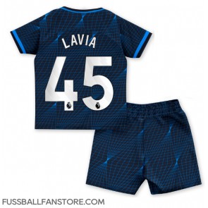 Chelsea Romeo Lavia #45 Replik Auswärtstrikot Kinder 2023-24 Kurzarm (+ Kurze Hosen)